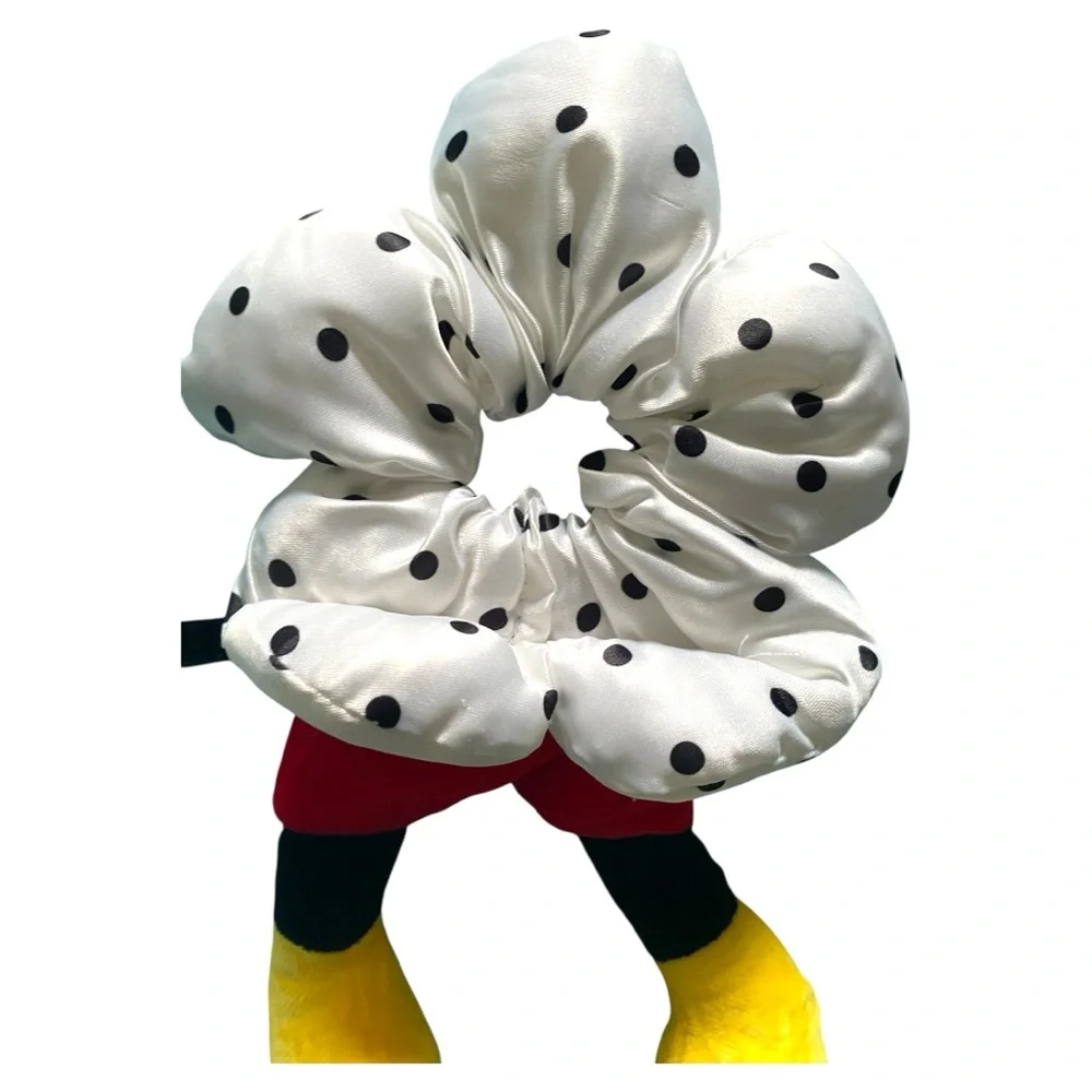 Charming Polka Dot Flower Mickey Mouse Hair Scrunchie